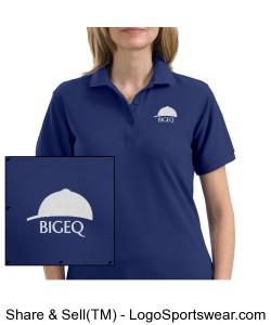 Official BIGEQ Ladies Blue Short Sleeve Polo Shirt Design Zoom